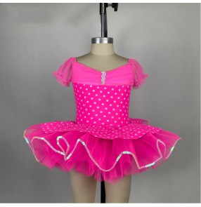 Toddlers Baby Kids pink polka dot ballet dance dresses tutu skirts modern ballerina dance stage performance ballet dance costumes